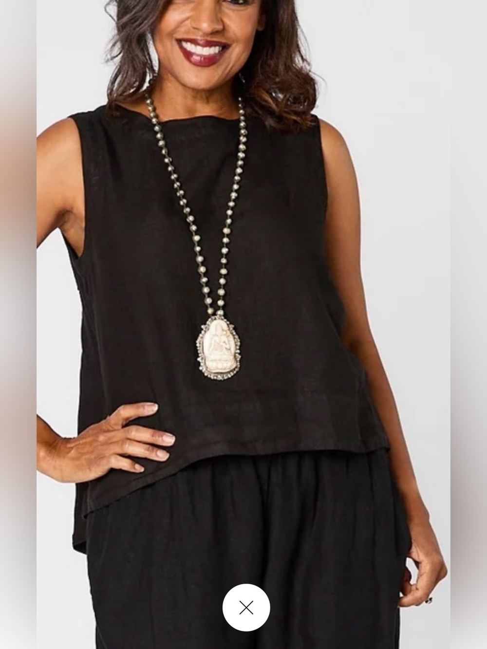 bryn Walker Black Sleeveless Linen Top